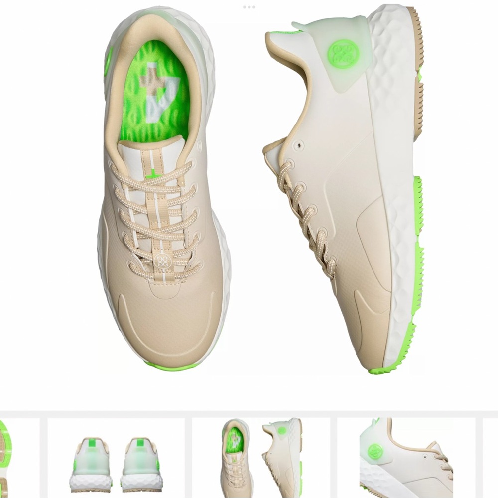 Stylish Beige golf shoes with Green Highlights